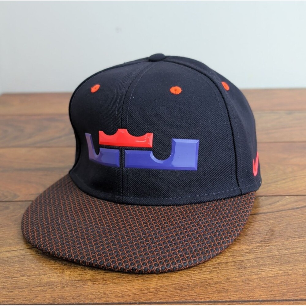 Nike True LeBron Instinct Snapback Hat Helix Navy Orange Purple Flat Bill Cap